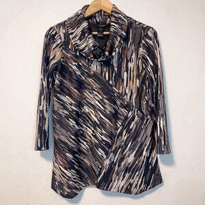 Ali Miles Metallic Striped Cowl Neck Top Size S